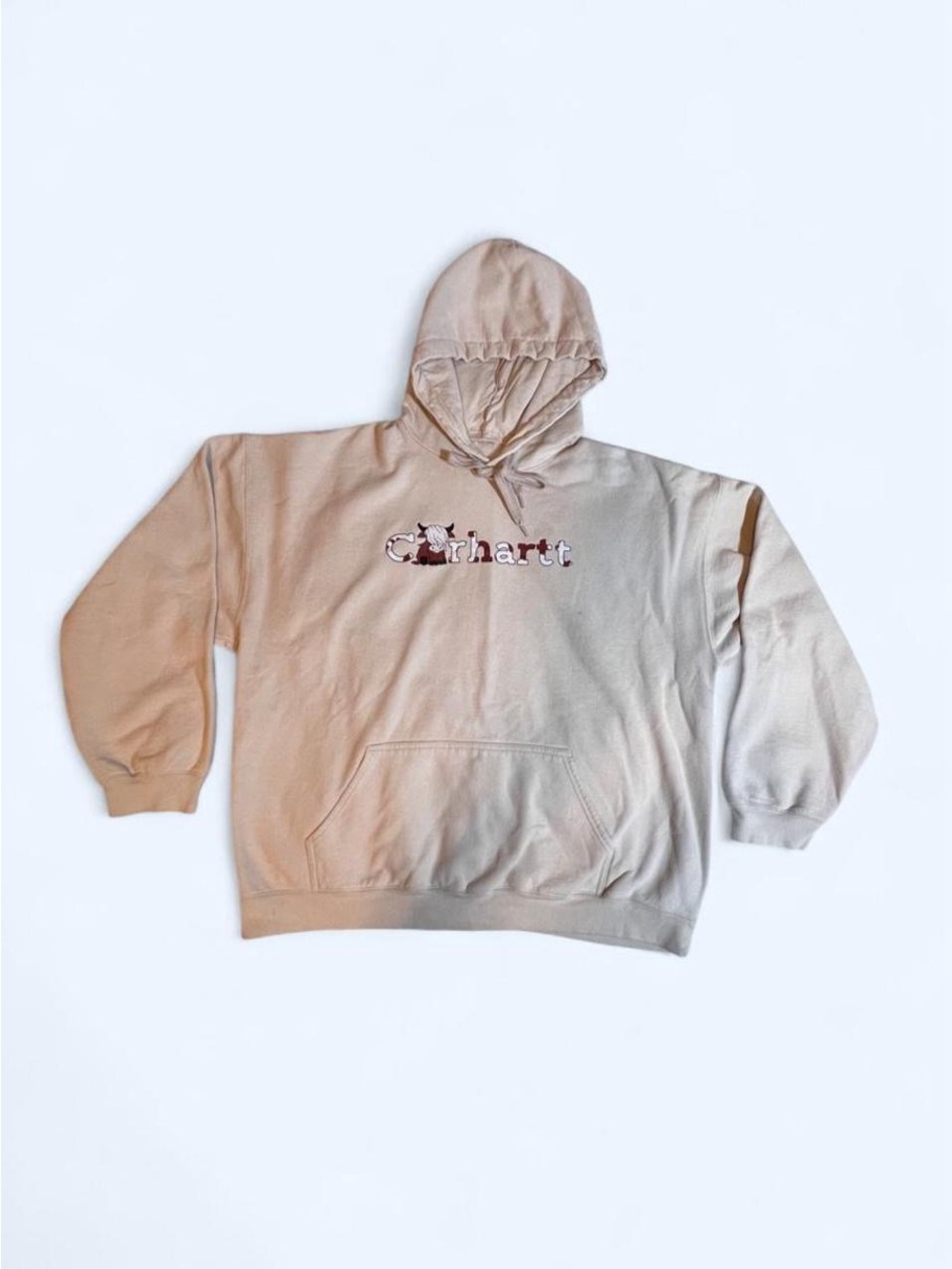 Cow Carhart Print Hoodie Cream Size XL